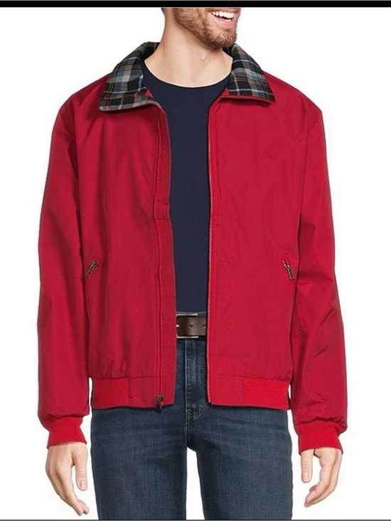 L.L. Bean Other - L.L. Bean Red mens' Zip Jacket with Plaid Collar